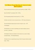 U&period;S&period; History Exam Questions & Answers Latest  2024 Graded A