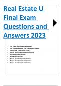 Real Estate U Final Exam Questions and Answers 2023