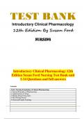 Introductory Clinical Pharmacology 12th  Edition Susan Ford Nursing Test Bank unit  1-14 Questions and full answers