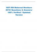 VATI RN Maternal Newborn  2019&sol; Questions & Answers&sol;  100&percnt; Verified &sol; Updated  Version