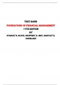 Test Bank for Foundations of Financial Management 17th Edition by Stanley B. Block, Geoffrey A. Hirt, Bartley R. Danielsen |All Chapters,  2024|