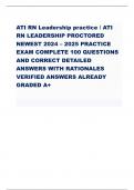 ATI RN Leadership practice / ATI  RN LEADERSHIP PROCTORED NEWEST 2024 – 2025 PRACTICE  EXAM COMPLETE 100 QUESTIONS  AND CORRECT DETAILED  ANSWERS WITH RATIONALES  VERIFIED ANSWERS ALREADY  GRADED A+