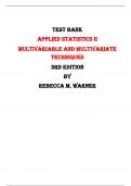 Test Bank For Applied Statistics II  Multivariable and Multivariate Techniques 3rd Edition By Rebecca M. Warner |All Chapters,  2024|