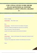 CMN 1 FINAL STUDY GUIDE SHUBB  EXAM &vert; QUESTIONS & ANSWERS  &lpar;VERIFIED&rpar; &vert; LATEST UPDATE &vert; GRADED  A&plus;