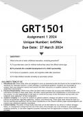 GRT1501 Assignment 1 &lpar;ANSWERS&rpar; 2024 - DISTINCTION GUARANTEED