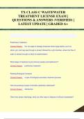 TX CLASS C WASTEWATER  TREATMENT LICENSE EXAM &vert;  QUESTIONS & ANSWERS &lpar;VERIFIED&rpar; &vert;  LATEST UPDATE &vert; GRADED A&plus;