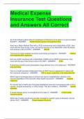 Medical Expense Insurance Test Questions and Answers All Correct
