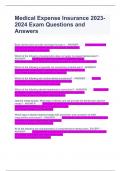 Medical Expense Insurance 2023- 2024 Exam Questions and Answers 