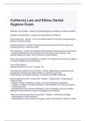 California Law and Ethics Dental Hygiene Exam 2024 Questions and Answers