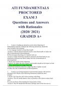 ATI FUNDAMENTALS PROCTORED  EXAM 3  Questions and Answers with Rationales  (2020_ 2021)   GRADED A+