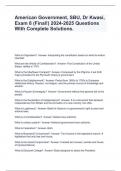 American Government&comma; SBU&comma; Dr Kwasi&comma; Exam 8 &lpar;Final&excl;&rpar; 2024-2025 Questions With Complete Solutions&period;