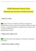 SNHD Paramedic Protocol Exam Questions and Answers (2024 / 2025) (Verified Answers)
