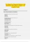 Test Bank For Financial Markets And  Institutions 8th Edition Chapter 1-23  complete Guide