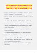 ABC Prosthetic Written Certification Exam UPPER (100% Correct!!) 2024
