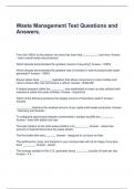 Waste Management Test Questions and Answers