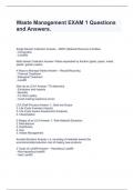 Waste Management EXAM 1 Questions and Answers