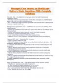 Managed Care Impact on Healthcare Delivery Study Questions With Complete Solutions 