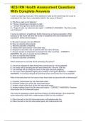 HESI RN Health Assessment Questions With Complete Answers