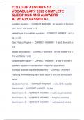 COLLEGE ALGEBRA 1&period;5 VOCABULARY 2023 COMPLETE QUESTIONS AND ANSWERS ALREADY PASSED A&plus;