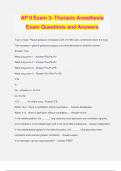 AP II Exam 3- Thoracic Anesthesia Exam Questions and Answers