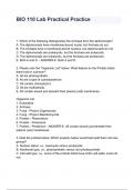 BIO 110 Lab Practical Practice questions with complete solution 