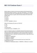 BIO 110 Friedman Exam 1 questions with complete solution 