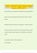 Superior School of Real Estate Exam Questions and answers with 100&percnt; Complete solutions &vert; verified &updated 2024&vert; Graded A&plus;