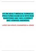 ATI RN ADULT MEDICAL SURGICAL PROCTORED EXAM 2019 WITH NGN QUESTIONS AND 100% CORRECT AND VERIFIED ANSWERS.  LATEST 2024 UPDATE, GUARANTEED A+ GRADE