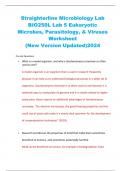 Straighterline Microbiology Lab BIO250L Lab 5 Eukaryotic  Microbes, Parasitology, & Viruses  Worksheet  (New Version Updated)2024