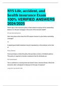 NYS Life, accident, and health insurance Exam 100% VERIFIED ANSWERS  2024/2025