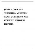 JERSEY COLLEGE NUTRITION MIDTERM EXAM QUESTIONS AND VERIFIED ANSWERS 2024/2025.