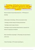 Psychology 120 Purdue University Exam 1 &lpar;Chapters 1-4&rpar; Questions and answers with 100&percnt; Complete solutions &vert; verified &updated 2024&vert; Graded A&plus;