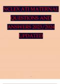 NCLEX ATI MATERNAL QUESTIONS AND ANSWERS 24 UPDATE. 