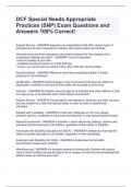 DCF Special Needs Appropriate Practices &lpar;SNP&rpar; Exam Questions and Answers 100&percnt; Correct&excl;