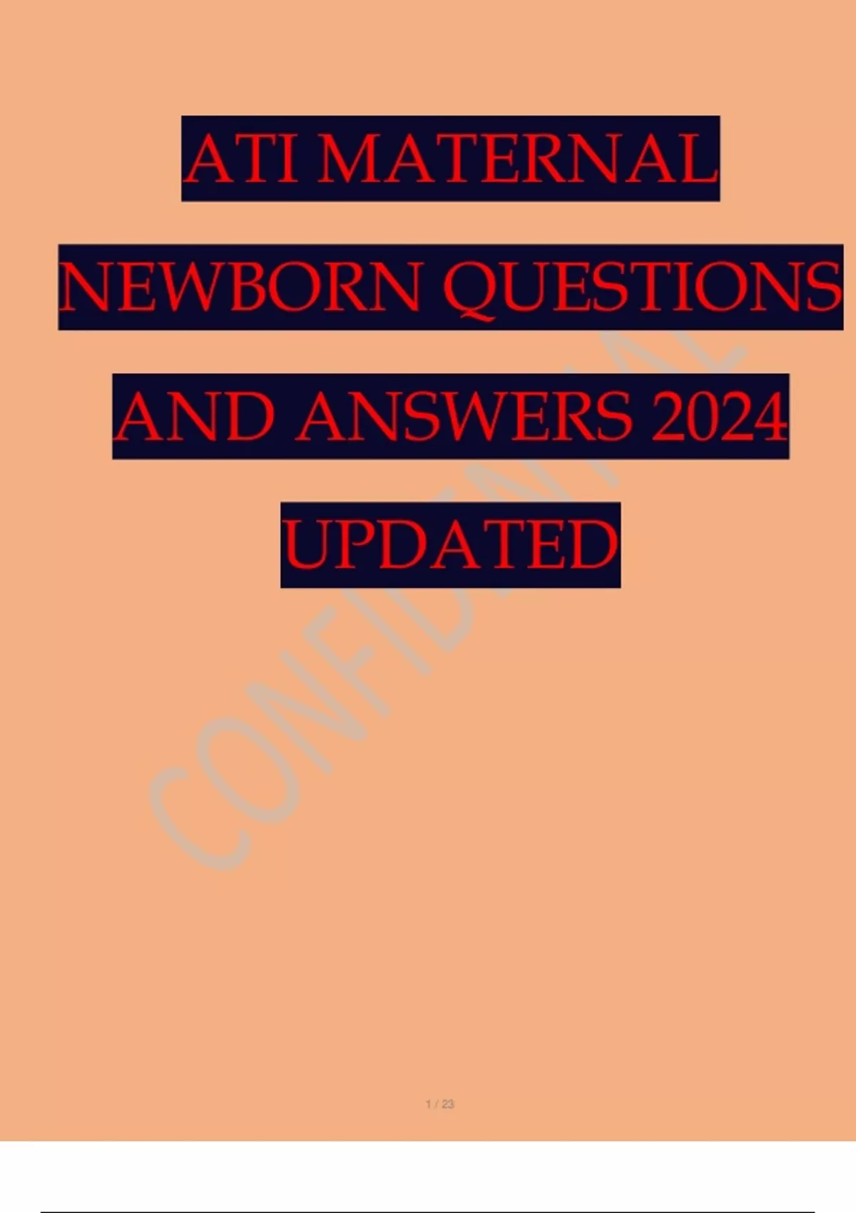 ATI MATERNAL NEWBORN QUESTIONS AND ANSWERS 2024 UPDATE.pdf - Maternal ...