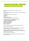Commercial Casualty &ndash; CIC Exam Questions and Answers 2024