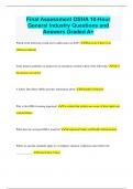 Final Assessment OSHA 10-Hour General Industry Questions and  Answers Graded A&plus;