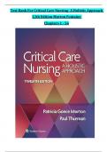 Critical Care Nursing- A Holistic Approach&comma; 12th Edition TEST BANK by Morton Fontaine&comma; Verified Chapters 1 - 56&comma; Complete Newest Version