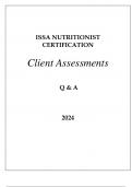 ISSA NUTRITIONIST CERTIFICATION CLIENT ASSESSMENTS Q & A 2024.