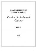ISSA NUTRITIONIST CERTIFICATION PRODUCT LABELS AND CLAIMS Q & A 2024.