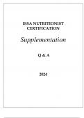 ISSA NUTRITIONIST CERTIFICATION SUPPLEMENTATION Q & A 2024