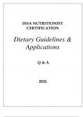 ISSA NUTRITIONIST CERTIFICATION DIETARY GUIDELINES & APPLICATIONS Q & A 2024