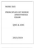 NURS 503 PRINCIPLES OF NURSE ANESTHESIA LATEST ASSESSMENT Q & A 2024 (DREXEL UNI