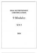 ISSA NUTRITIONIST CERTIFICATION 9 MODULES ASSESSMENTS Q & A 2024.