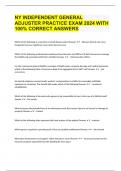 NY INDEPENDENT GENERAL ADJUSTER PRACTICE EXAM 2024 WITH 100&percnt; CORRECT ANSWERS