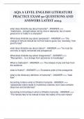 AQA A LEVEL ENGLISH LITERATURE PRACTICE EXAM 50 QUESTIONS AND  ANSWERS LATEST 2024.