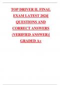 TOP DRIVER IL FINAL EXAM LATEST 2024| QUESTIONS AND CORRECT ANSWERS (VERIFIED ANSWER)| GRADED A+