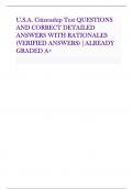 U.S.A. Citizenship Test QUESTIONS AND CORRECT DETAILED ANSWERS WITH RATIONALES (VERIFIED ANSWERS) |ALREADY GRADED A+
