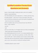 Certified Lactation Course Exam Questions and Answers