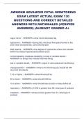 AWHONN ADVANCED FETAL MONITORING EXAM LATEST ACTUAL EXAM 130 QUESTIONS AND CORRECT DETAILED ANSWERS WITH RATIONALES &lpar;VERIFIED ANSWERS&rpar; &vert;ALREADY GRADED A&plus;&period;
